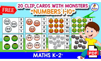 20 FREE CLIP CARDS Counting 1 to 10 | MONSTER THEMED