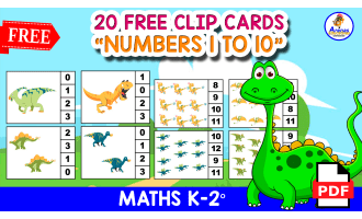 20 FREE CLIPCARDS | NUMBERS 1 TO 10 WITH DINOSAURS