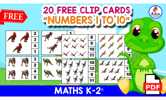 20 FREE DINOSAURS CLIP CARDS | Counting 1 - 10
