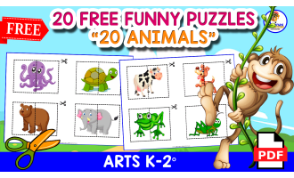 20 FREE PUZZLES OF ANIMALS | Cut-Out Activity
