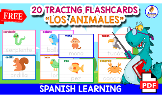 20 FREE TRACING FLASHCARDS | "Los Animales en Español"