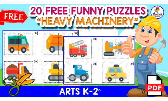 20 PUZZLES OF HEAVY MACHINERY | Cut Out Activity