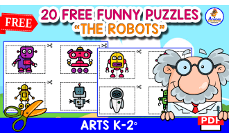 20 PUZZLES OF ROBOTS | Cut Out Activity