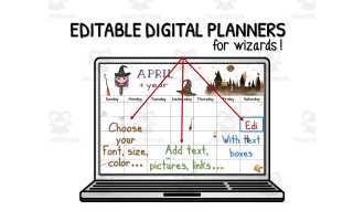 2023-2024 EDITABLE planners for wizards and witches in PowerPoint - insert your own text, pics, links...