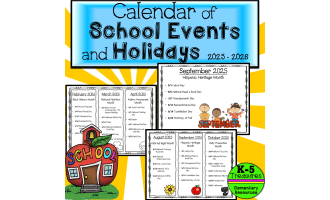 2025-2026 Calendar of Events & Holidays for Teacher Planning