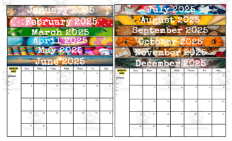 2025 Calendar (PDF & on Google Slides editable)