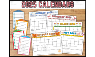 2025 Calendars and to do list with seasonial themes