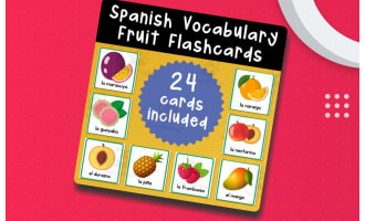 Spanish Fruit Flashcards – 24 Vocabulary Cards