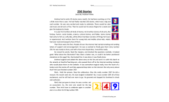 250 Stories Reading Comprehension Worksheet