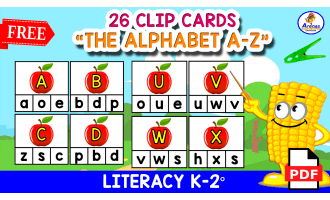 26 ALPHABET CLIP CARDS | Apple Theme