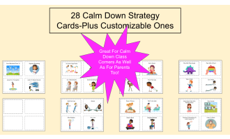 28 Calm Down Strategy SEL Cards-Editable!