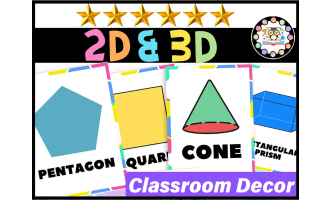 2D and 3D Shape Posters Classroom Decor |2D and 3D Shape