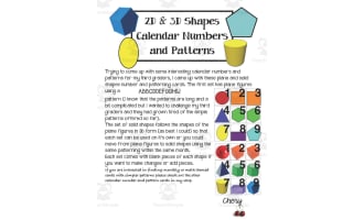2D & 3D Shapes Calendar Numbers and Patterns
