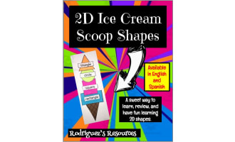 2D Shapes Ice Cream Scoops (English and Spanish)