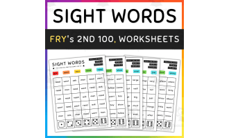 2nd 100 Fry Sight Words Practice Game , Roll & Color, Fun Activity - SET 9 (b)