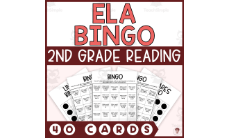 2nd Grade ELA Reading Skills Bingo (40 Cards, 8 Patterns)