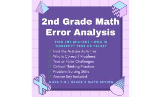 2nd Grade Math Error Analysis Activities, Find the Mistake
