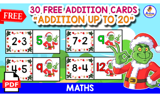 30 ADDITION CARDS | GRINCH THEMED