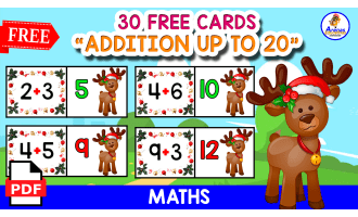 30 FREE ADDITION CARDS | CHRISTMAS THEMED | ADDITION UP TO 20