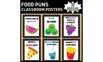 30 Fun Food Pun Classroom Posters