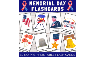 30 Memorial Vocabulary Flashcards for Toddlers/Preschool