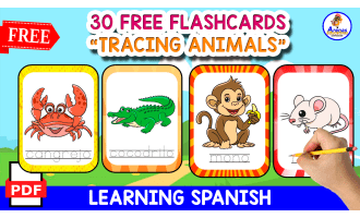 30 TRACING FLASHCARDS | THE ANIMALS IN SPANISH