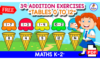 39 FREE ADDITION EXERCISES | "Tables 0 to 12"