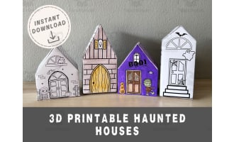 3D Paper Haunted House Paper Craft Template