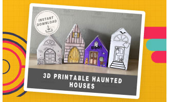 3D Paper Haunted House Paper Craft Template