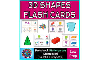 3D Shapes Flashcards/Anchor Charts/Posters with Real-Life Examples