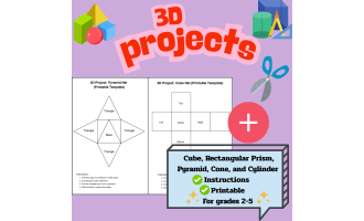 3D Shapes Geometry Worksheets | Cube, Prism, Pyramid & Nets