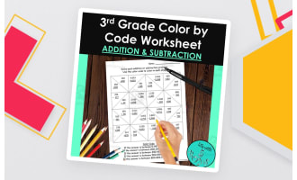 3rd Grade Color by Code Math Worksheet - Addition and Subtraction