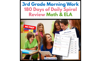 3rd Grade Morning Work | 180 Days of Daily Spiral Review | Math & ELA