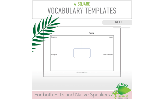 4-Square Vocabulary Templates by Teach Simple