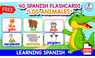 40 FREE SPANISH FLASHCARDS | Animals Theme