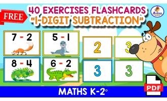 40 SUBTRACTION FLASHCARDS | Animal Theme
