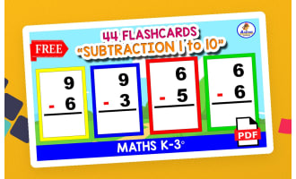 40 SUBTRACTION FLASHCARDS | Tables 1 to 10