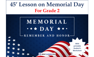 45' Lesson on Memorial Day - Worksheet & Activities | Grade 2