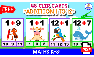 48 ADDITION CLIPCARDS | Animal Theme
