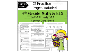 4th Grade Math Review Worksheets with ELA skills Included