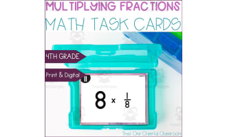 4th Grade Multiplying Fractions by Whole Numbers & Word Problems Math Task Cards