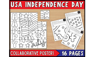 4th Of July Collaborative Coloring Poster | Independence Day Poster