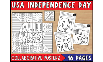 4th Of July Collaborative Coloring Poster Set 2 | Independence Day