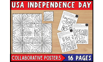 4th Of July Collaborative  Coloring Poster Set 5 | Independence Day