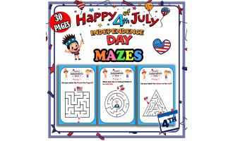 4th of July Independence Day Mazes for Preschool and Kindergarten