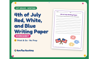 4th of July Red, White, and Blue Writing Paper – 1st Grade Practice