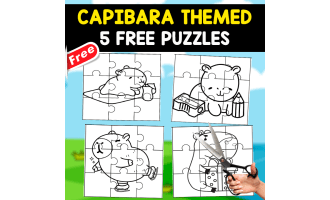 5 FREE PUZZLES OF CAPIBARA THEMED