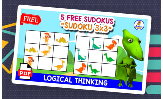 5 FREE SUDOKUS OF DINOS | Free Resource