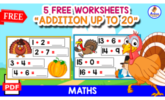 5 WORKSHEETS ADDITION UP TO 20 | THANKSGIVING DAY
