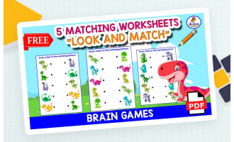 5 MATCHING WORKSHEETS | Dinosaur Theme